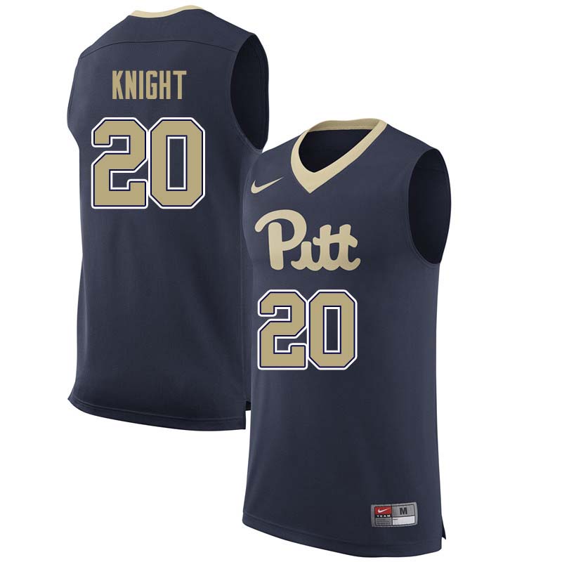 Men #20 Brandin Knight Pittsburgh Panthers College Basketball Jerseys Sale-Navy